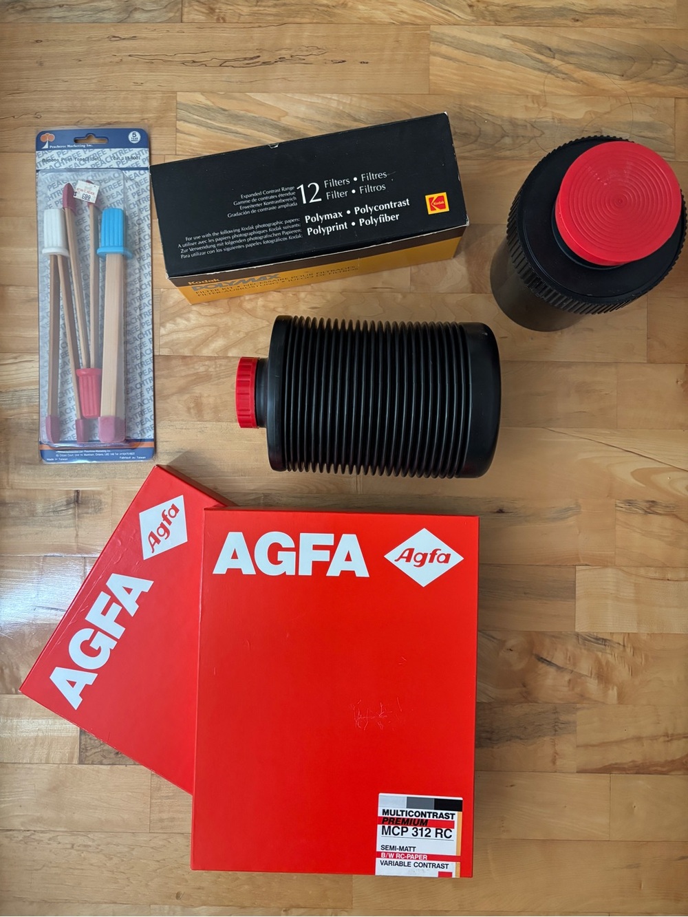 Darkroom Photography Supplies and 30 Year Old Photo Paper Bundle